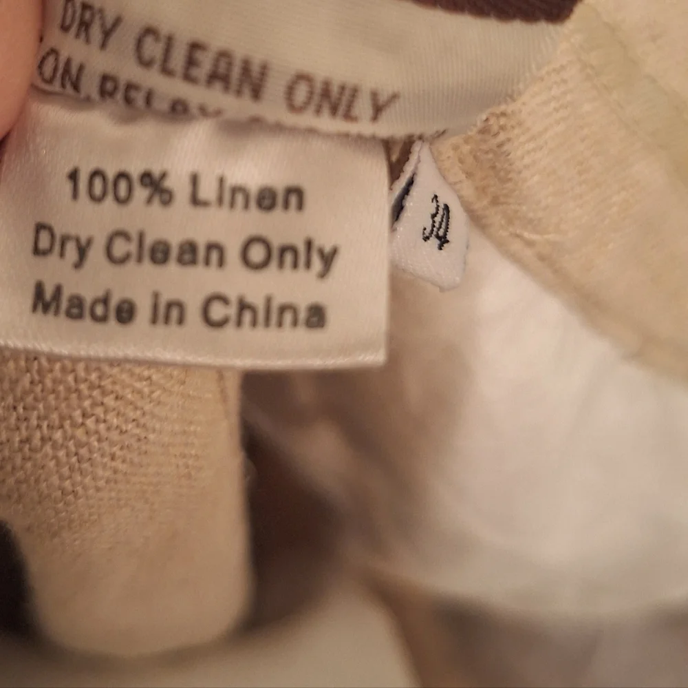 Island Importer Linen Pants, Beige Ivory Cabana Wear 36x28(tag 34)‎ 100% Linen